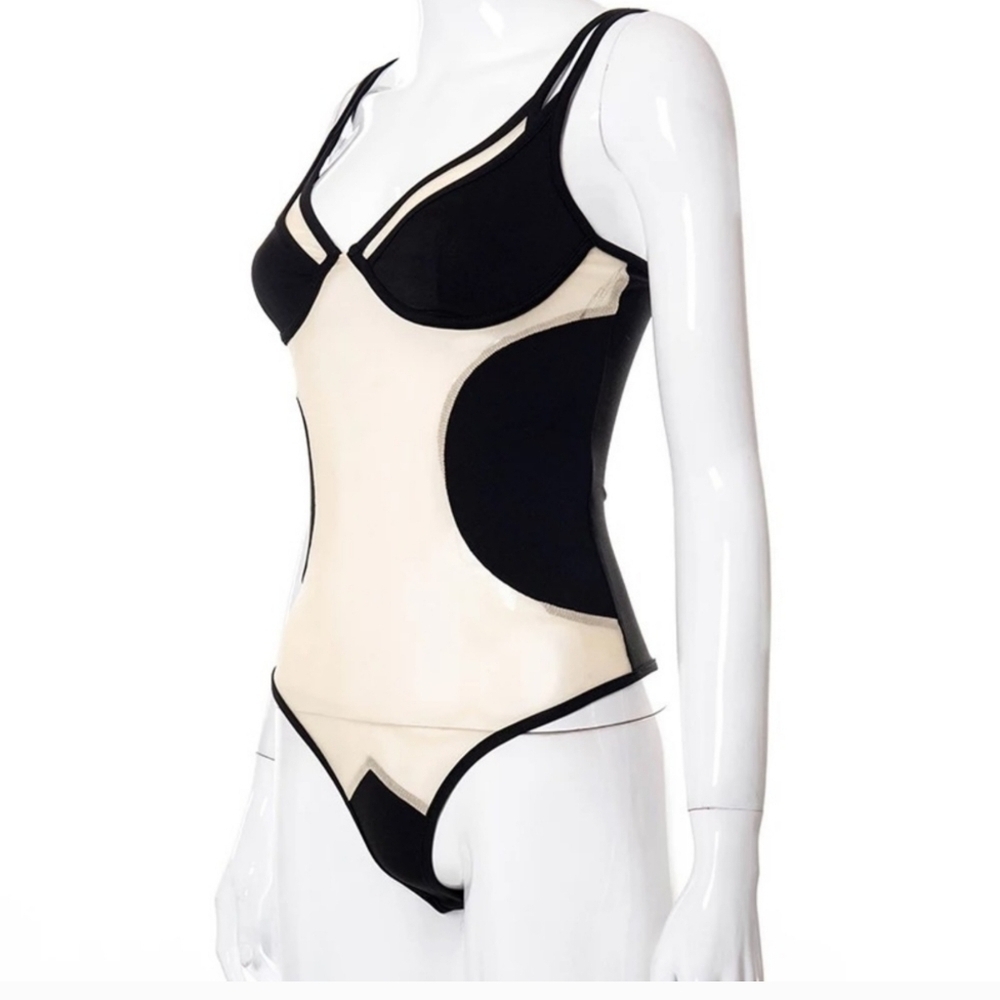 Sexy Translucent Patchwork Swimsuit Bodysuit - image 6